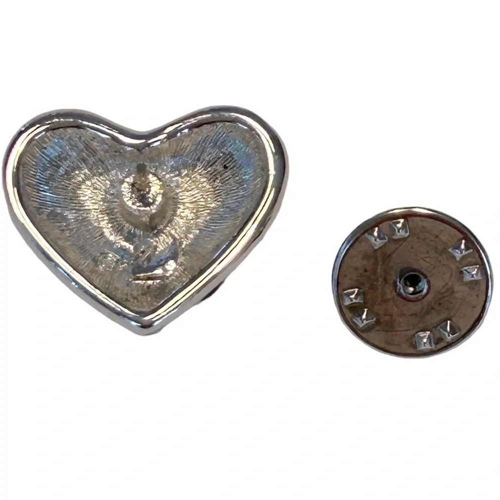 SWAROVSKI CRYSTAL Heart shape Brooch pin American flag Patriotic Beautiful Bling